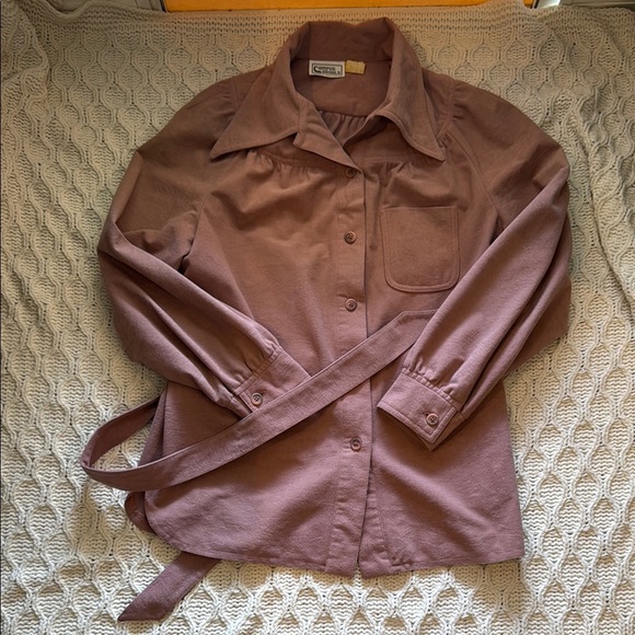 Campus Casual Vintage Pink Button-Up Blouse size S - Picture 5 of 11